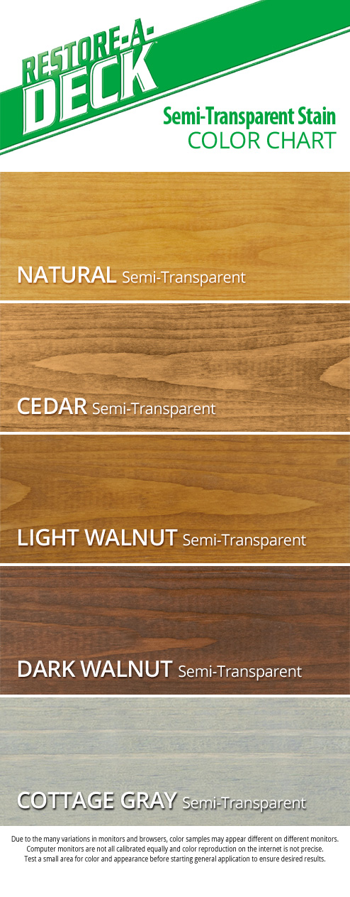 Restore A Deck Semi-Transparent Stain Color Chart