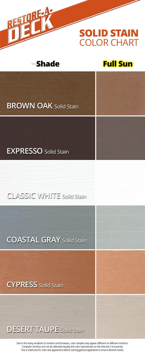 Restore A Deck Solid Stain Color Chart